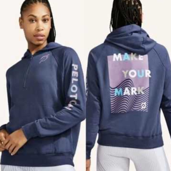 Peloton Make Your Mark Quarter Zip Hoodie  - Blue Gray/Purple Small - Picture 1 of 6